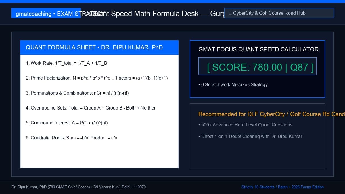 Quantitative reasoning study desk with algebra and number properties notes for Gurgaon prep