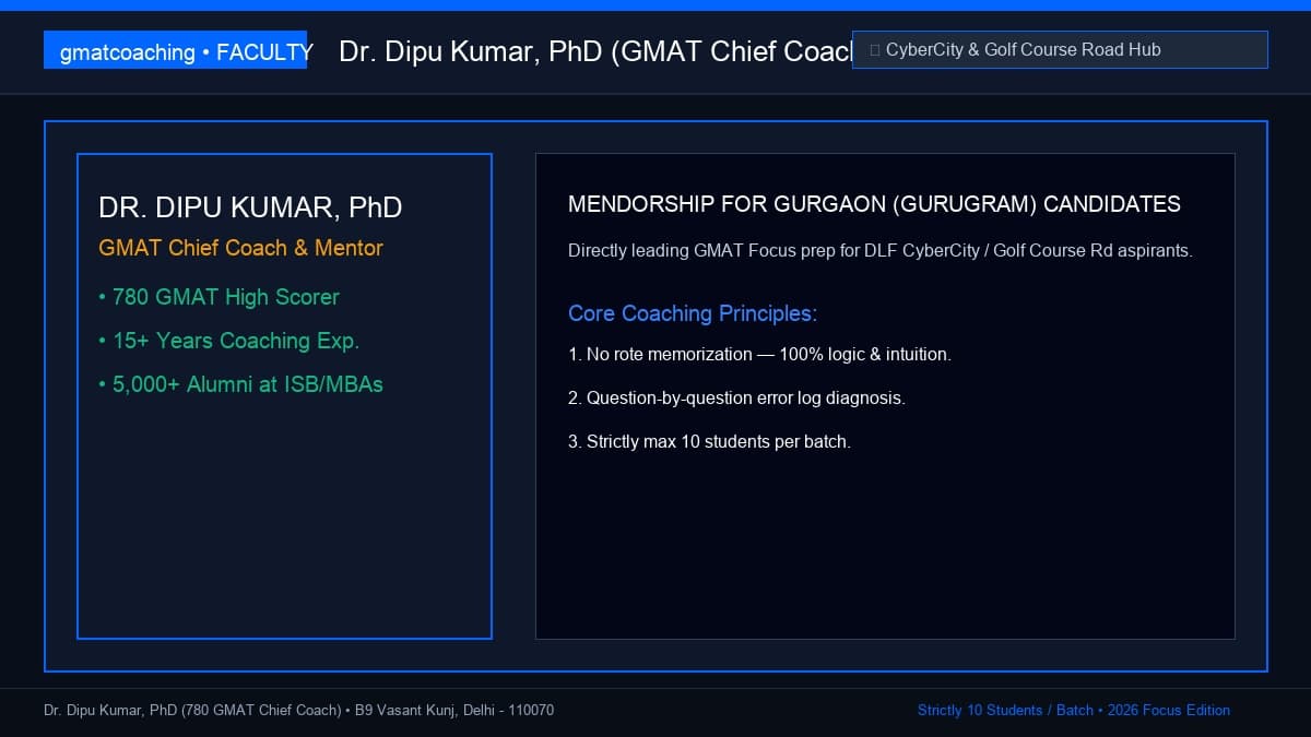 Dr. Dipu Kumar, PhD GMAT Chief Coach conducting a class