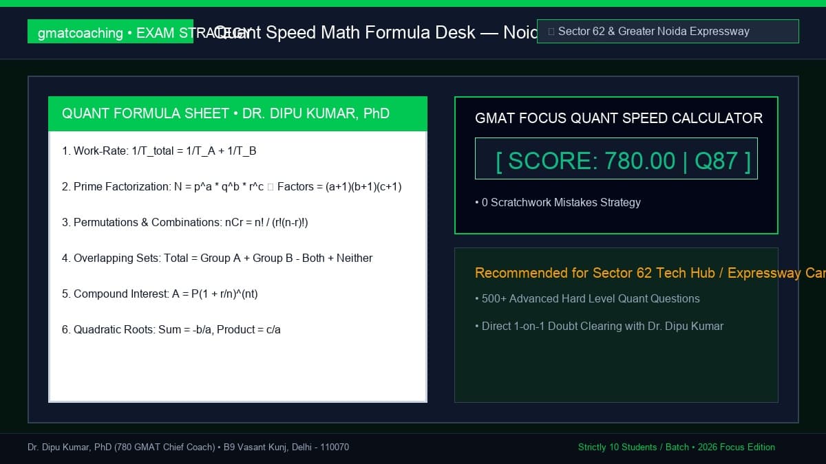 Quantitative reasoning study desk with algebra and number properties notes for Noida prep
