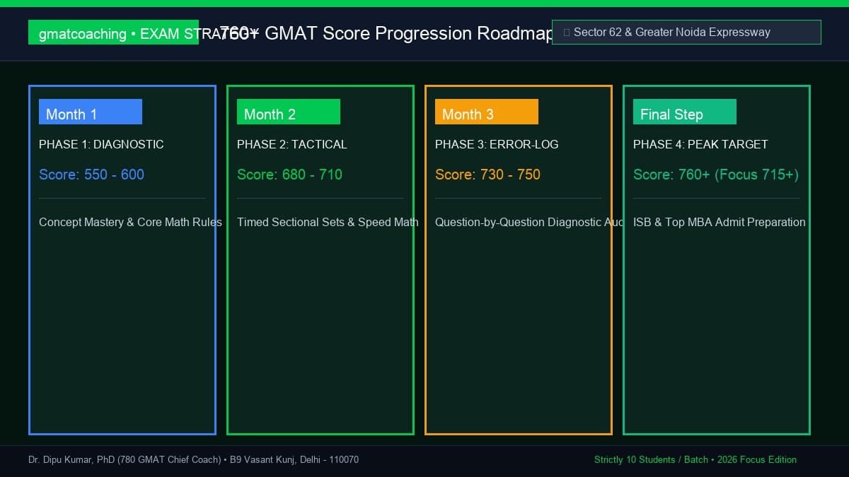 Score progression roadmap from 600 to 760+ for Noida candidates