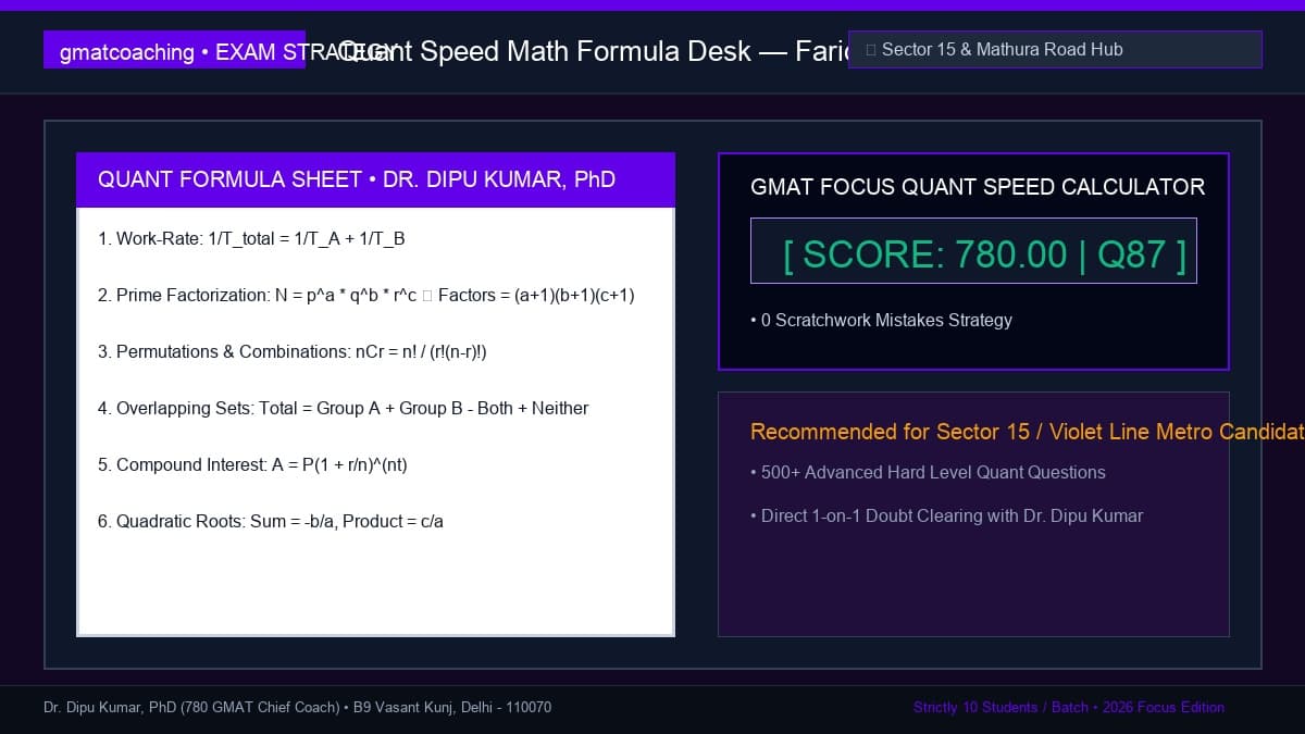 Quantitative reasoning study desk with algebra and number properties notes for Faridabad prep