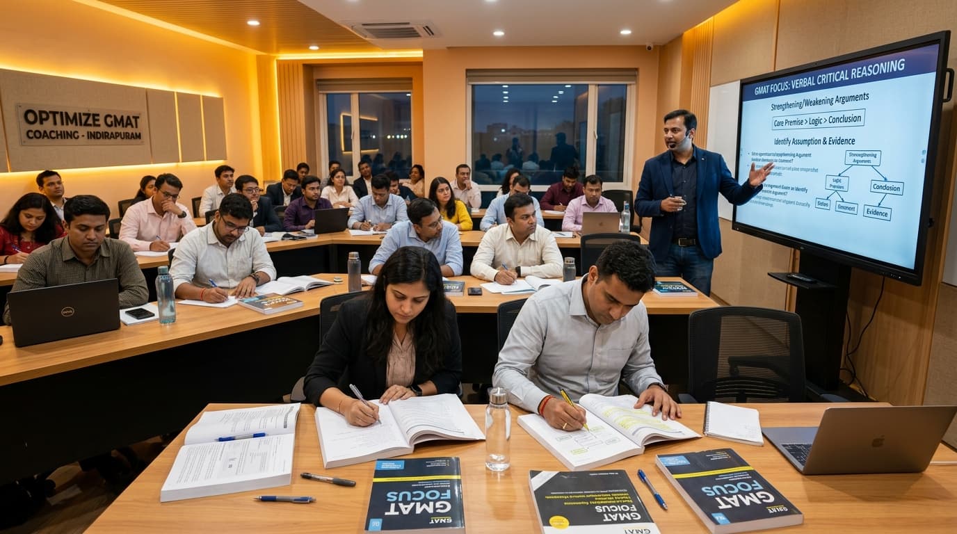 GMAT coaching classroom for Ghaziabad Indirapuram professionals with smartboards